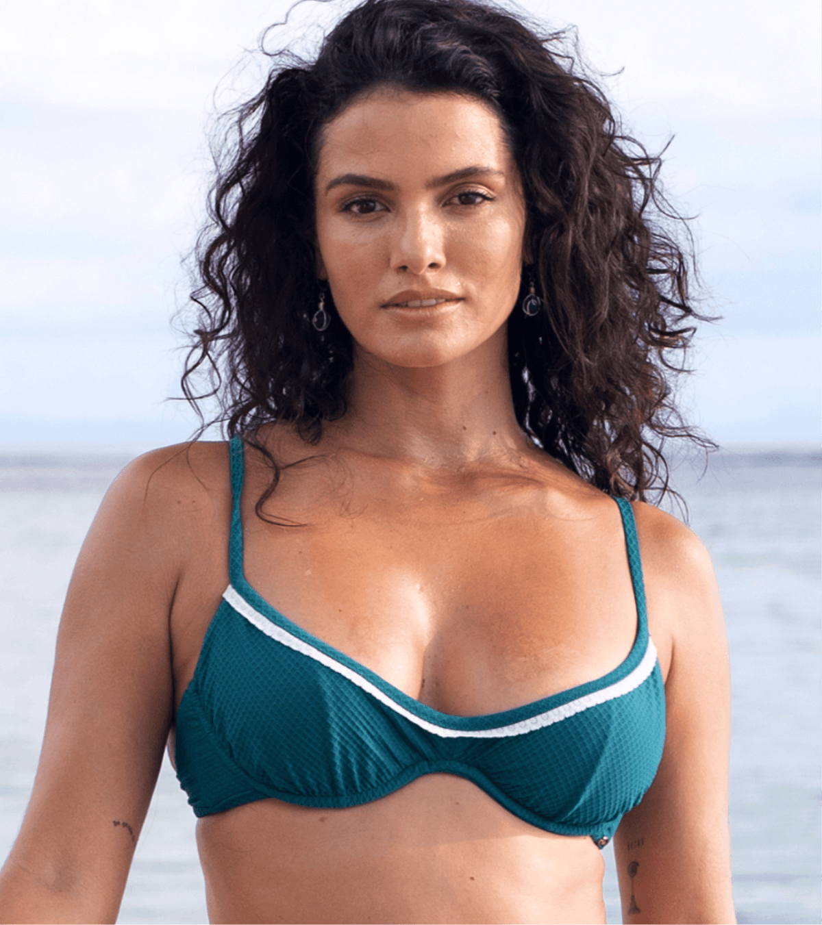 Costume da bagno - Waffle - Con ferretto - Top - Verde acqua